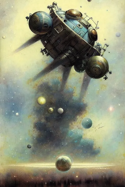 Image similar to ( ( ( ( ( 1 9 5 0 s retro science fiction outer space landscape. muted colors. ) ) ) ) ) by jean - baptiste monge!!!!!!!!!!!!!!!!!!!!!!!!!!!!!!