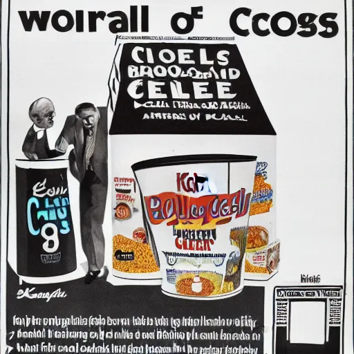 Prompt: cereal box poster following the ideals of will keith kellogg ; product photo of a cereal box ; professional advertisement photography of a box of celibacy cereal ; crushed corn to encourage abstinence and celibacy ; close - up of the box carton ; advertisement poster ; american product category