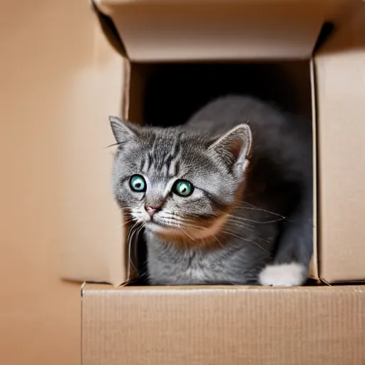 Image similar to kitty hiding under a box