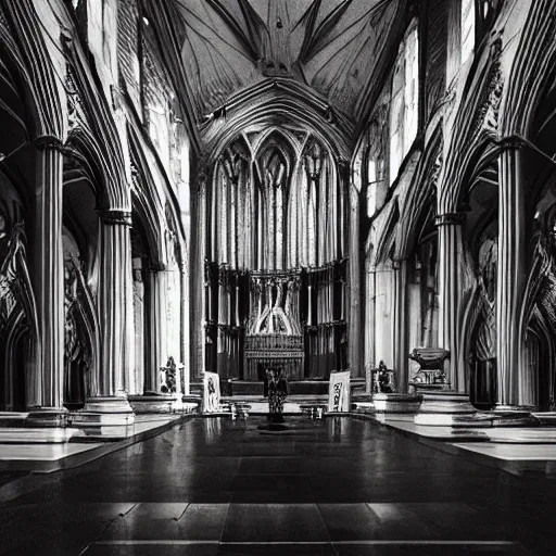 Image similar to magnificent interior of s cathedral hall. cast iron. ominous shapes. occult. gothic low poly baroque. hyper detailed. photoreal - w 8 3 2