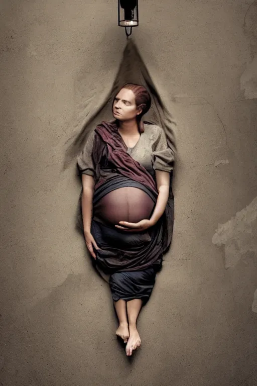 Image similar to pregnant woman under street light, highly detailed, sharp focused, ultra realistic digital concept art by Steve Mccurry