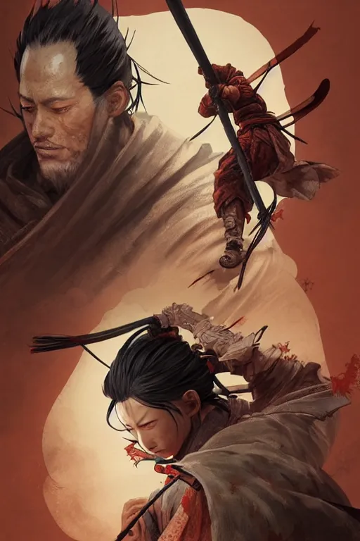 Image similar to Sekiro, digital painting, highly detailed, artstation, concept art, illustration, smooth, sharp focus, art by artgerm and greg rutkowski and alphonse mucha and loish and WLOP