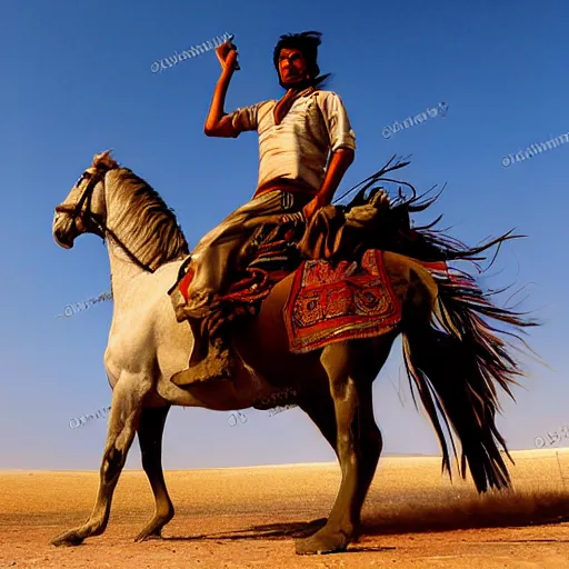 Prompt: indo-aryan nomads riding horse across steppe