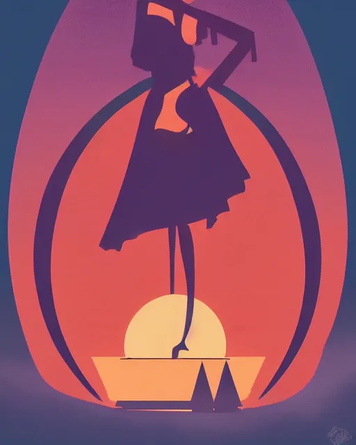 Image similar to art deco illustration of the most epic sunset, artstation, deviantart, pinterest, 5 0 0 px models