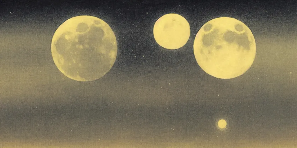 Prompt: painting of the moon by kitano tsunetomi, 1 9 3 9