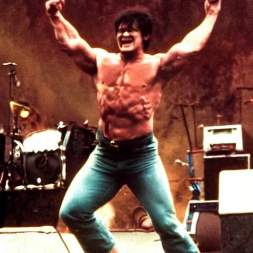 Image similar to hulk performing at woodstock