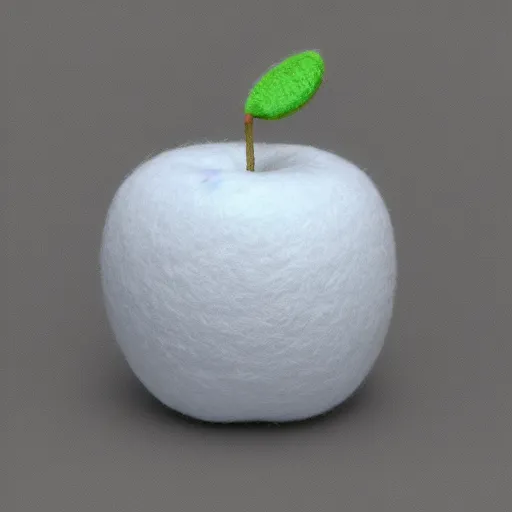 Image similar to apple made of wool cotton melting, octane render, 8 k, highly detailed, white background