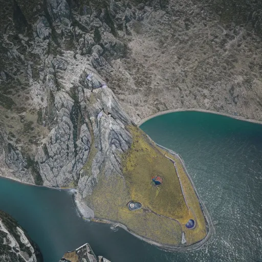 Image similar to aerial 3 5 mm photograph of flying scapecraft over laskhwadeep island