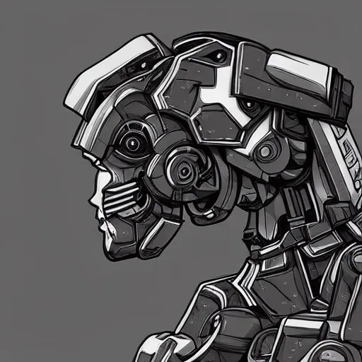 Prompt: mecha head, highly detailed illustration, custom design, dribbble. com, by secondsyndicate studio,