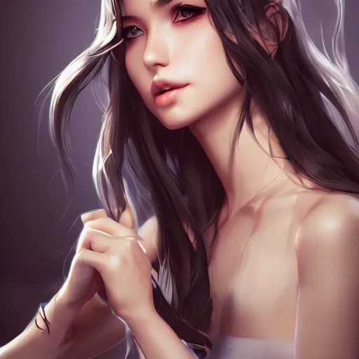 Image similar to a beautiful girl， by Artgerm Lau，hyperdetailed, trending on artstation, trending on deviantart