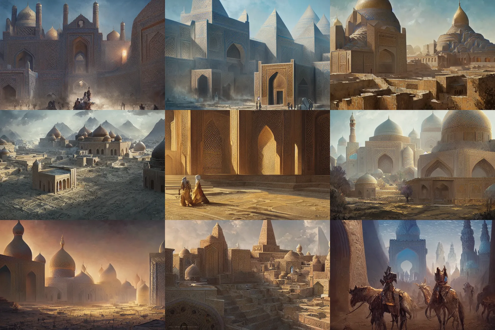 Prompt: samarkand, highly detailed, digital painting, art by greg rutkowski and magali villeneuve