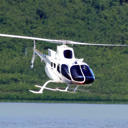 Image similar to goose piloting a helicopter