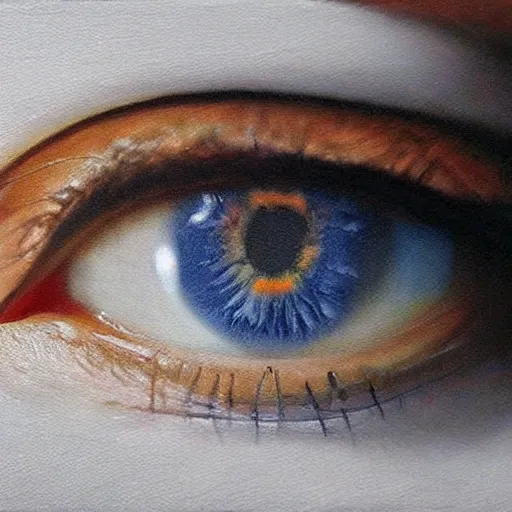 Image similar to a photorealistic painting of a human eye