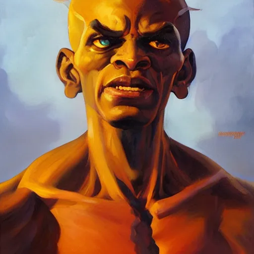 Prompt: greg manchess portrait painting of dhalsim from street fighter shaping a fireball as overwatch character, medium shot, asymmetrical, profile picture, organic painting, sunny day, matte painting, bold shapes, hard edges, street art, trending on artstation, by huang guangjian and gil elvgren and gerald brom