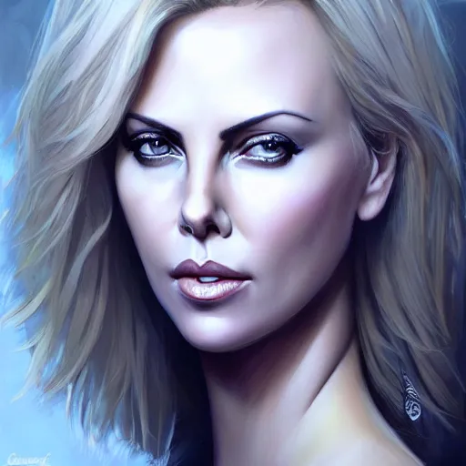 Image similar to portrait of charlize theron by charlie bowater
