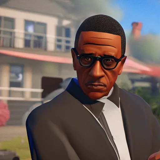 Image similar to gustavo fring as a fortnite character, gameplay screenshot, high definition