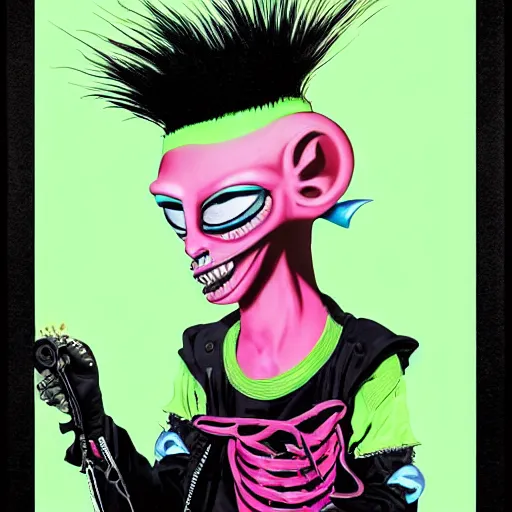 a pink punk rock rapper alien with black spiked hair, | Stable Diffusion |  OpenArt