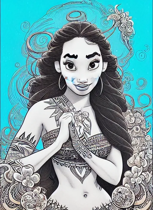 Image similar to highly detailed portrait of disney's moana, magnificent, photographic realistic background, by james gilleard, by joe fenton, by kaethe butcher, trending on instagram, award winning details