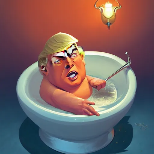 Image similar to chubby donald trump inside toilet bowl, ben hur, loftis, cory behance hd by jesper ejsing, by rhads, makoto shinkai and lois van baarle, ilya kuvshinov, rossdraws global illumination