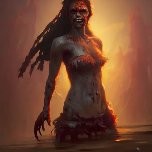 Image similar to zombie moana geog darrow greg rutkowski