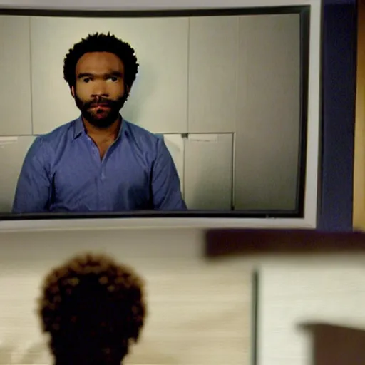 Image similar to a tv still of donald glover starring in the office ( 2 0 0 5 )