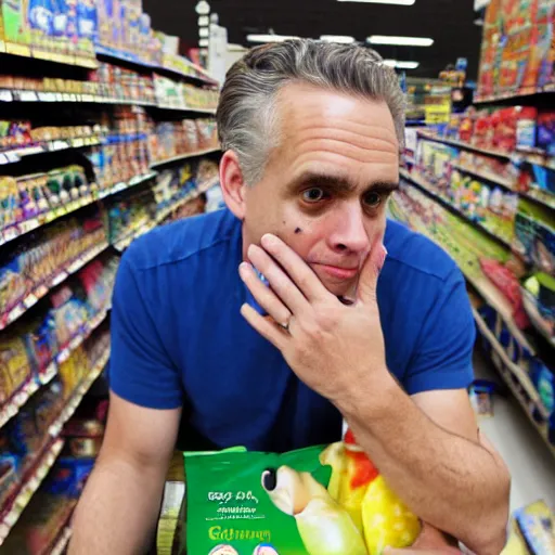 Image similar to jordan peterson crying in walmart