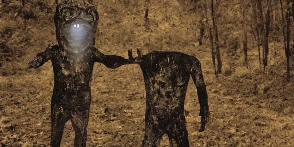 Prompt: utterly horrifying skinwalker giving a thumbs down, cursed image, ominous, 3 am