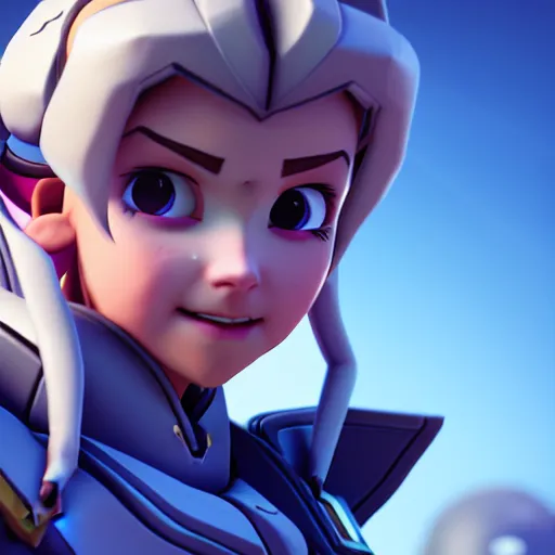 Prompt: a young girl with the appearance of reinhardt from overwatch, design, octane render, 4 k, ingame shot
