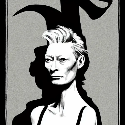 Image similar to tilda swinton, portrait, by guido crepax