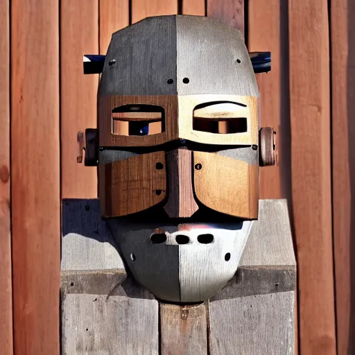 Image similar to robot wooden mask