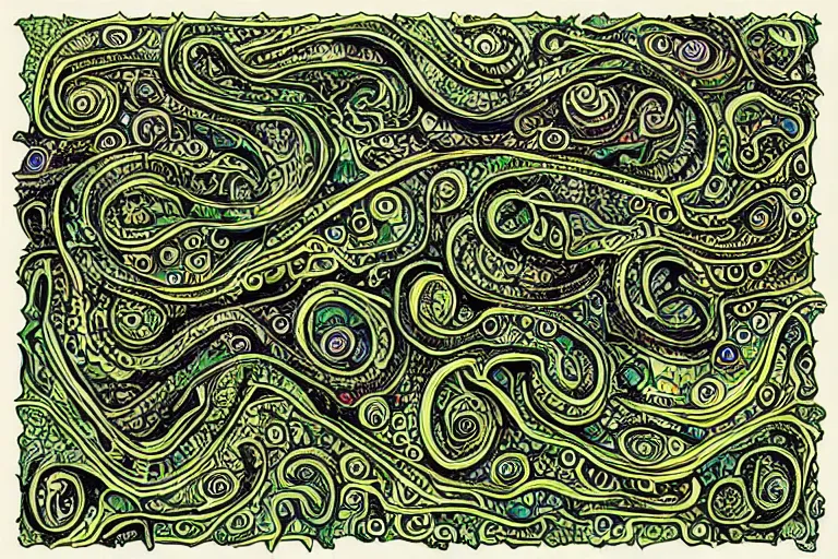 Prompt: lovecraftian eldritch limes by harry pack. 8 k intricate details hypermaximalist 2 d