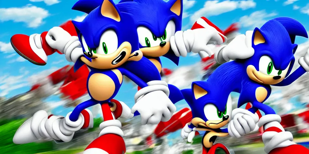 Image similar to sonic the hedgehog going faster than the speed of sound