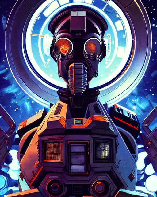 Prompt: sigma from overwatch, character portrait, portrait, close up, concept art, intricate details, highly detailed, vintage sci - fi poster, retro future, in the style of chris foss, rodger dean, moebius, michael whelan, and gustave dore