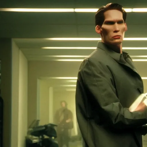 Image similar to Live Action Still of Jerma in The Matrix, real life, hyperrealistic, ultra realistic, realistic, highly detailed, epic, HD quality, 8k resolution, body and headshot, film still