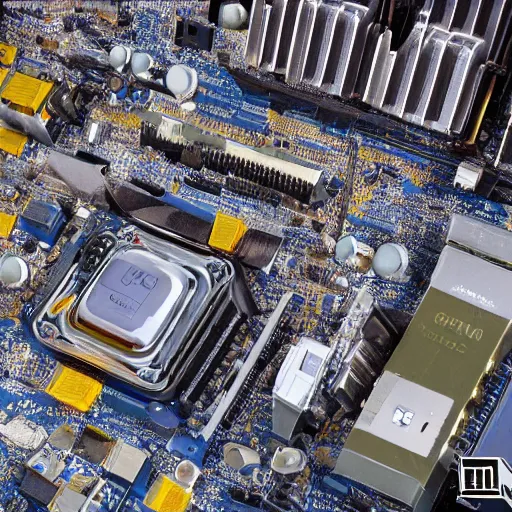 Image similar to Highly detailed photo of Mount Olympus as dusty ancient computer motherboard, 4K, highly detailed