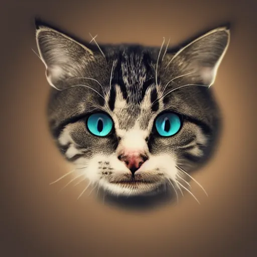 Image similar to cat theme logo, cat theme banner, cat design, a smiling cat, art photography style, trending on artstation, warm light, lovely and cute, fantasy art, 8 k resolution, cynical realism, computer art, conceptual art