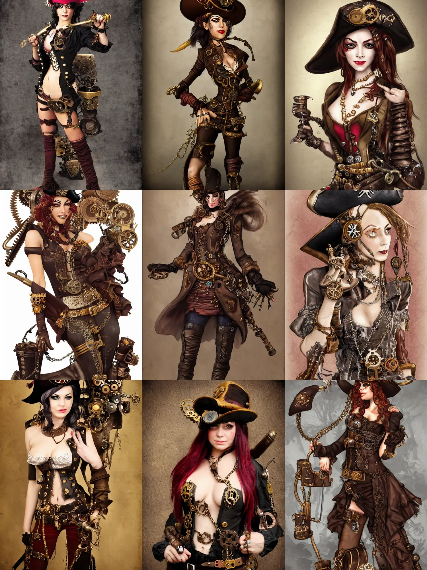 Prompt: steampunk pirate lady