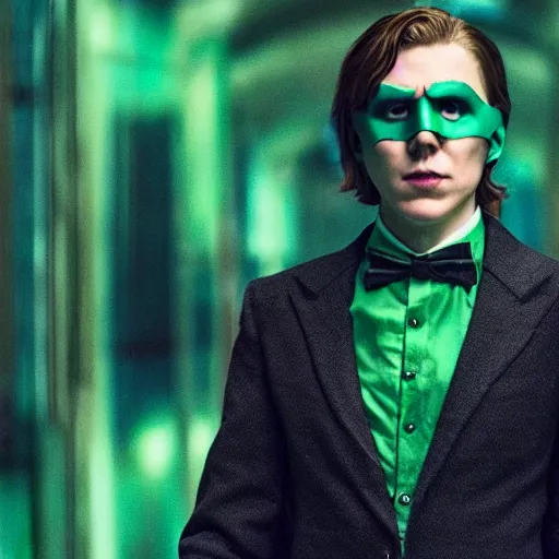 Image similar to film still of Paul Dano as Riddler in a new Batman movie