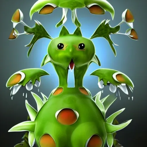 Image similar to a pokemon that looks like a dionaea muscipula, unreal engine.