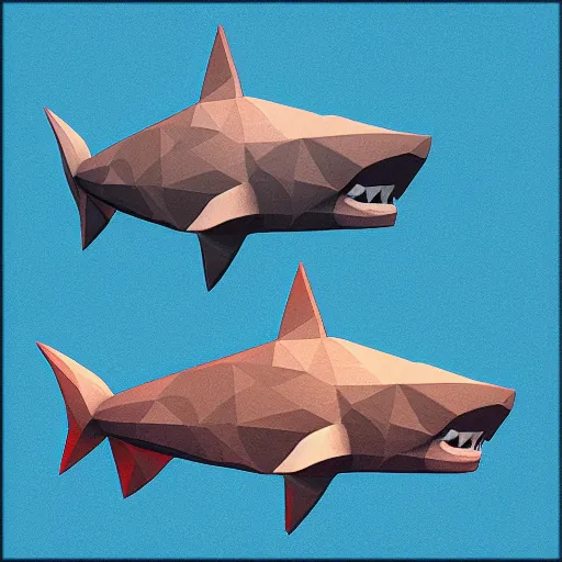 Image similar to low poly art sharks