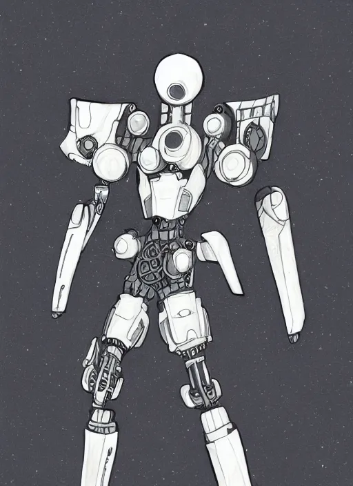 Prompt: intricate artwork of a mech by kallamity sketchbook, inspired by nier : automata, clean white lab background