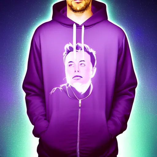 Image similar to vector elon musk in hoodie, portrait, vaporwave, synthwave, neon, vector graphics, cinematic, volumetric lighting, f 8 aperture, cinematic eastman 5 3 8 4 film, photorealistic