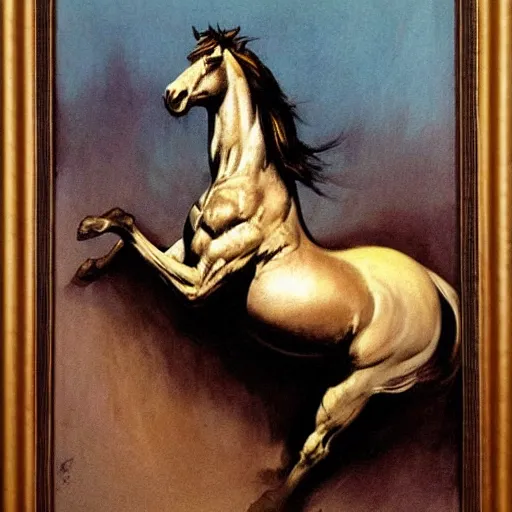 Prompt: a horse by frank frazetta