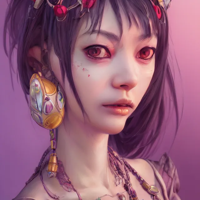 Image similar to studio portrait of neutral good colorful female orc as absurdly beautiful, elegant, young sensual anime girl, ultrafine hyperrealistic detailed face illustration by kim jung gi, irakli nadar, intricate linework, sharp focus, bright colors, matte, octopath traveler, final fantasy, unreal engine highly rendered, global illumination, radiant light, intricate environment