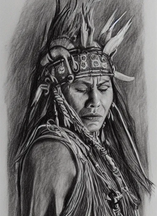 Prompt: Shaman, anachronistic drawing,8k detaling