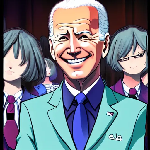 Image similar to joe biden as anime girl anime style, high detail, anatomically correct,