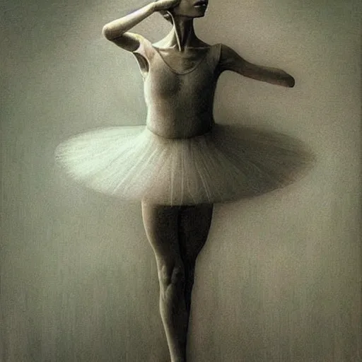 Image similar to beautiful ballerina inspired by giger and zdzislaw beksinski