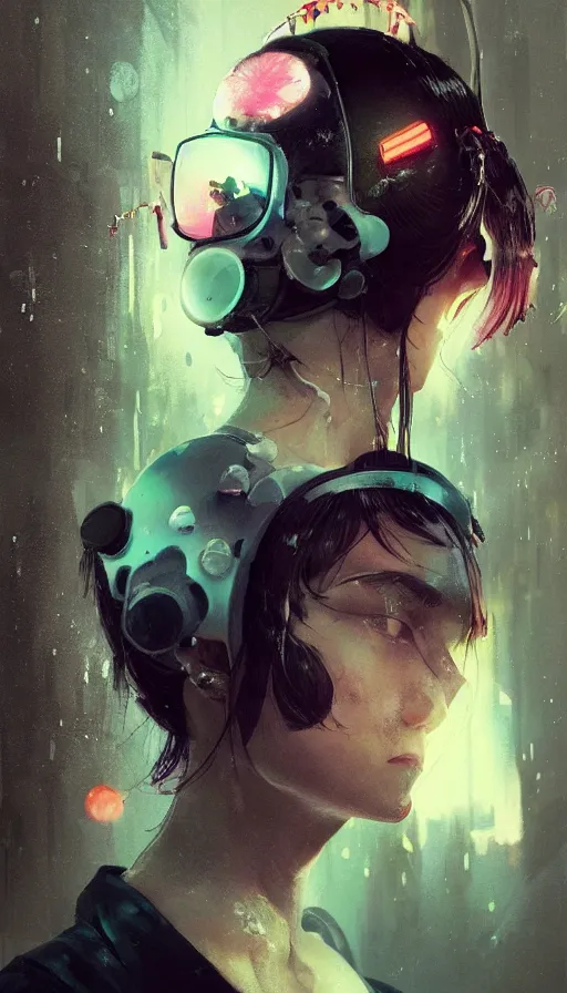 Image similar to altered carbon, detailed portrait young gangster lolita, amazing beauty, visor, neon tattoo, styled hair, decorated traditional japanese ornaments by carl spitzweg, ismail inceoglu, vdragan bibin, hans thoma, greg rutkowski, alexandros pyromallis, perfect face, fine details, realistic shaded