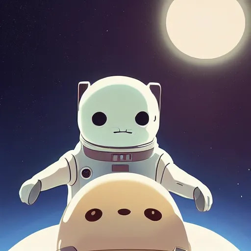 Image similar to baby harp seals as astronaut in space, atey ghailan, goro fujita, studio ghibli, rim light, sharp lighting, clear focus, very coherent,