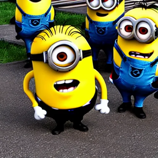 Image similar to minions characters at the hidenburg disaster.